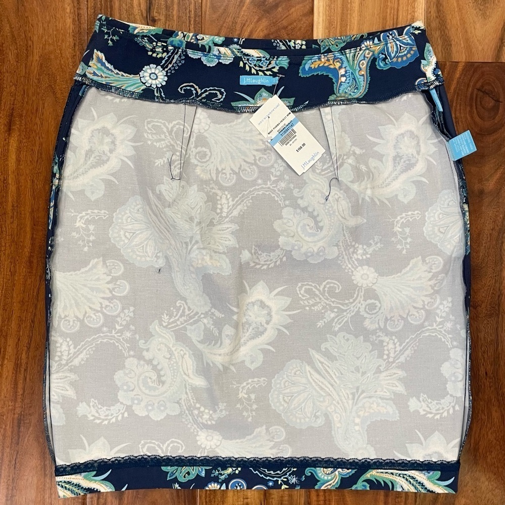 J. McLaughlin Women’s Masie Phoenix Paisley Pencil Skirt Short Navy Blue Size 2 - Picture 5 of 9